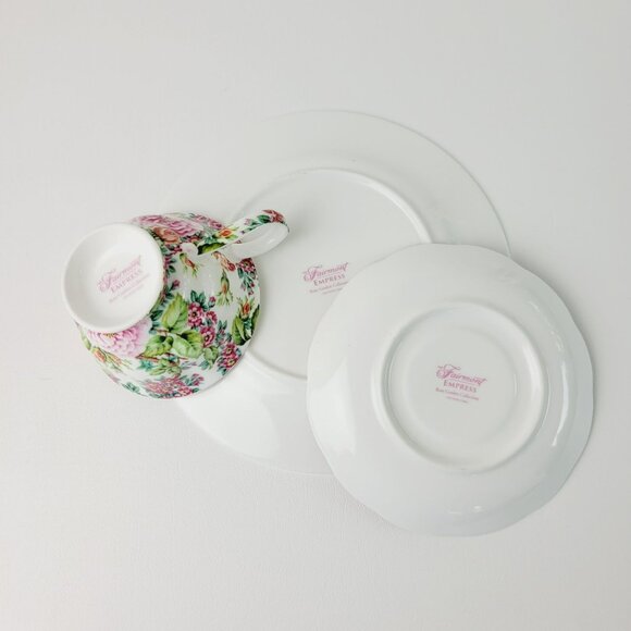 Shabby Chic Rose Chintz Teacup, Saucer & Plate The Fairmont Empress Rose Garden - Picture 8 of 13